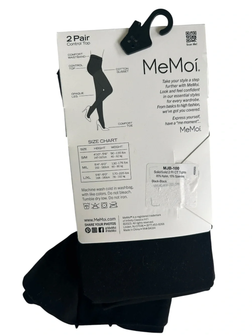 Black Control Top Opaque Tights